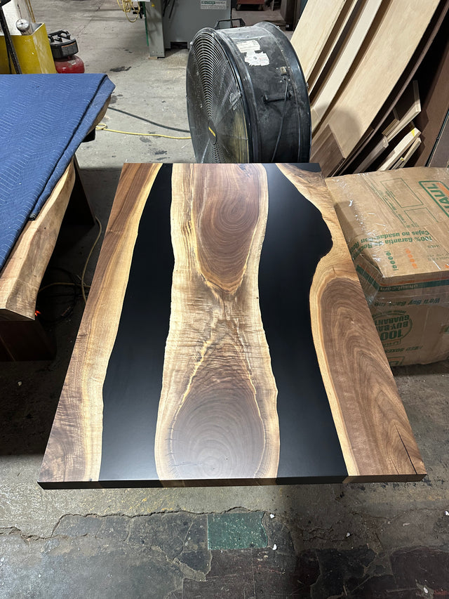 Black Walnut Live Edge River Epoxy Dining Table