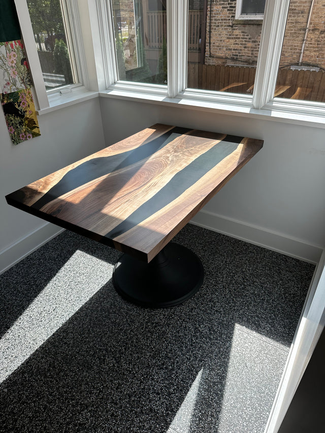 Black Walnut Live Edge River Epoxy Dining Table