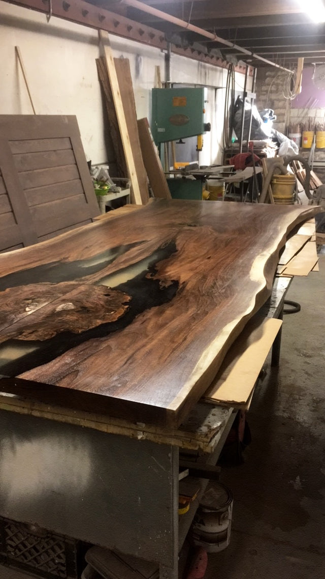 Black Walnut Book Matched Live Edge Dining Table