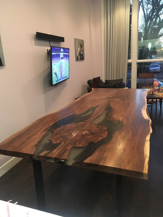 Black Walnut Book Matched Live Edge Dining Table