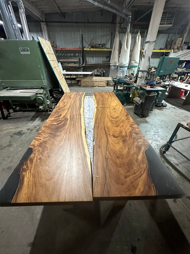 Black Walnut Live Edge River Epoxy Dining Table