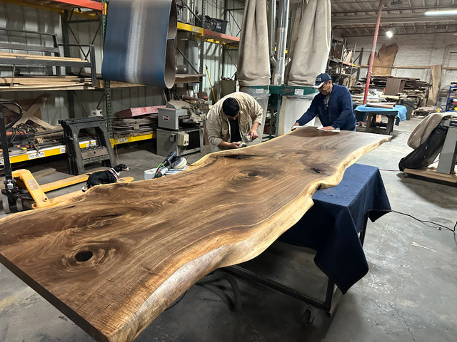 Dining Table with Black Walnut Single Slab and Live Edge Design