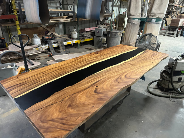 Black Walnut Live Edge River Epoxy Dining Table