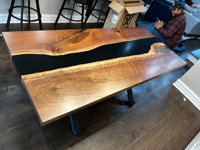 Black Walnut Live Edge River Epoxy Dining Table