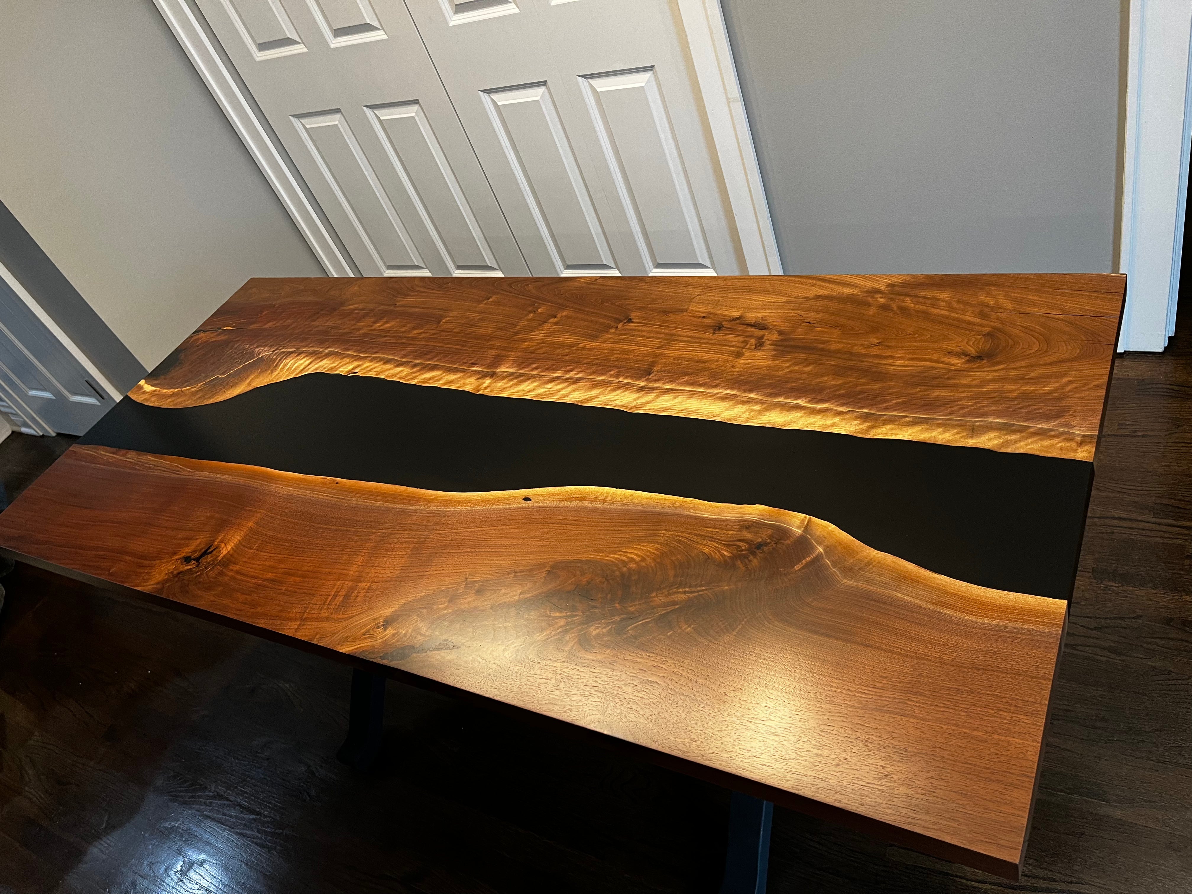 Product image 4: Black Walnut Live Edge River Epoxy Dining Table