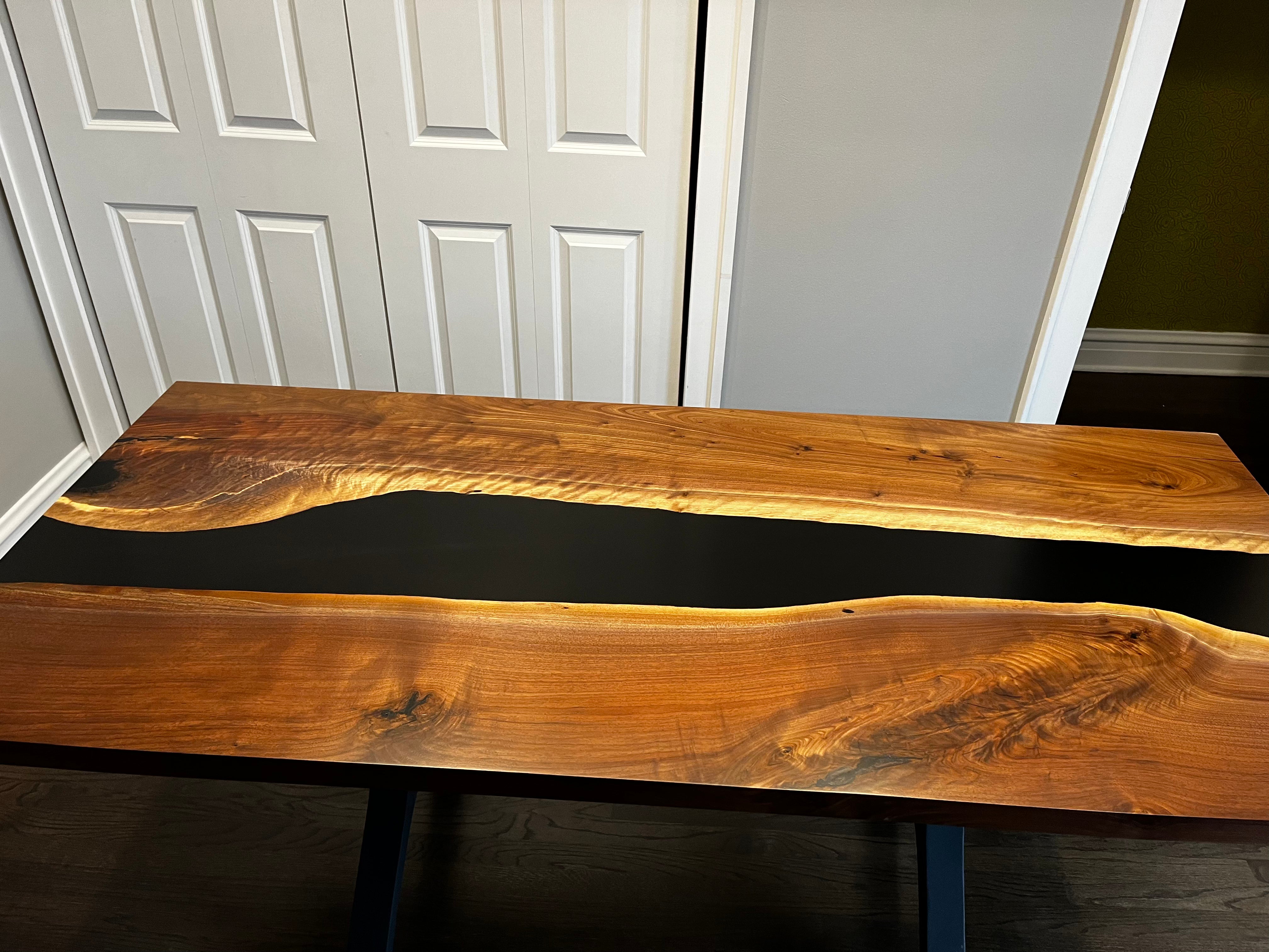 Product image 3: Black Walnut Live Edge River Epoxy Dining Table