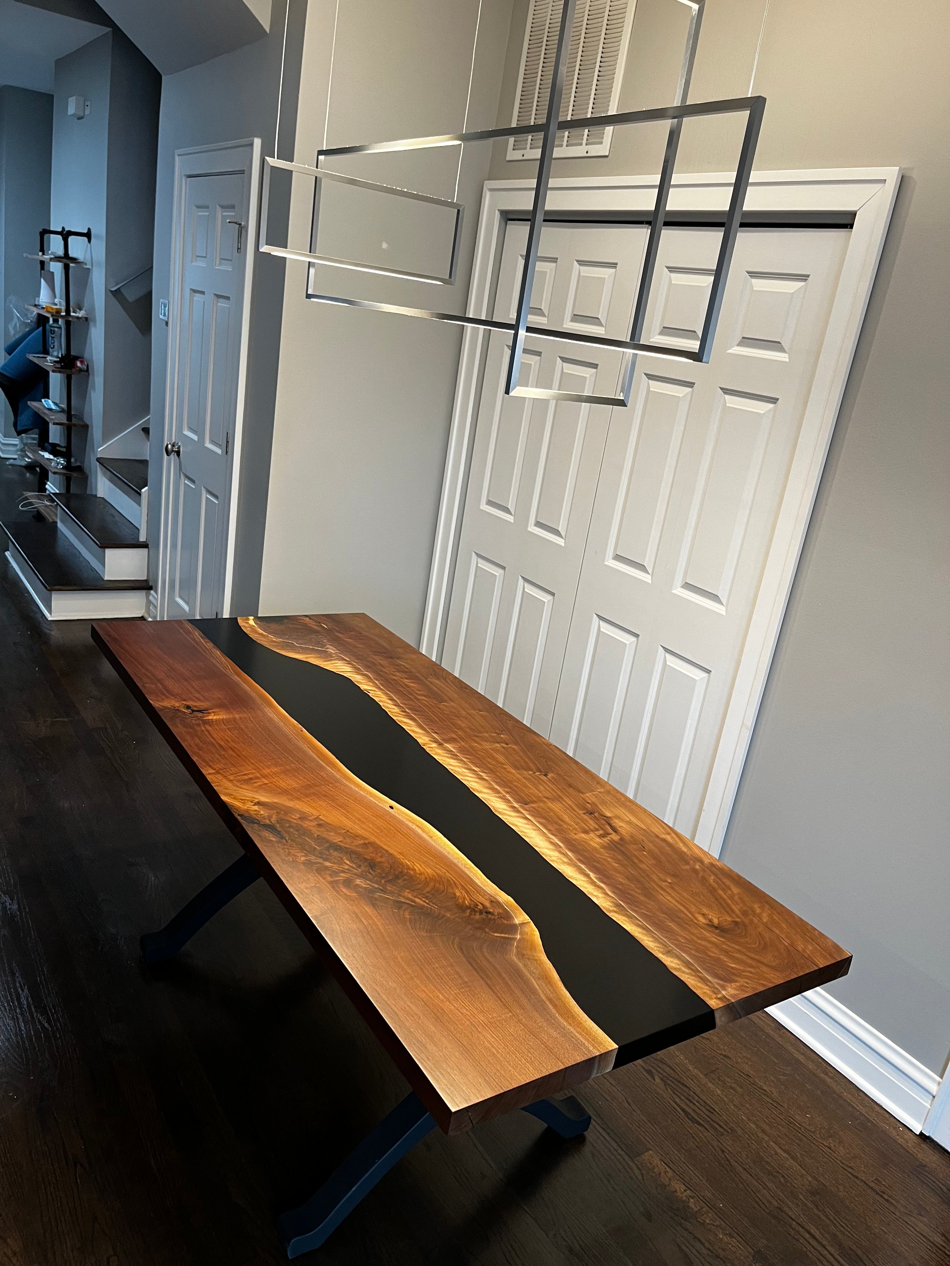 Product image 2: Black Walnut Live Edge River Epoxy Dining Table