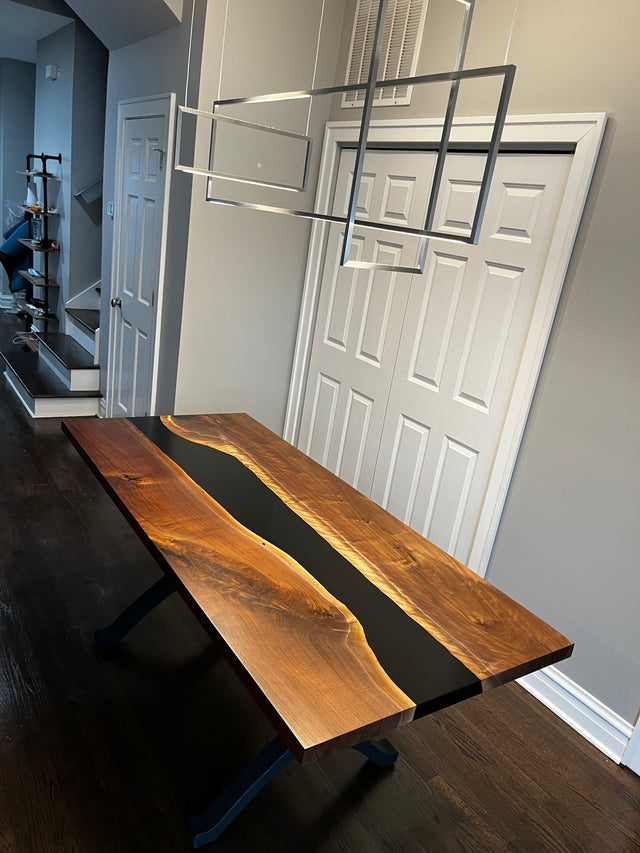 Black Walnut Live Edge River Epoxy Dining Table