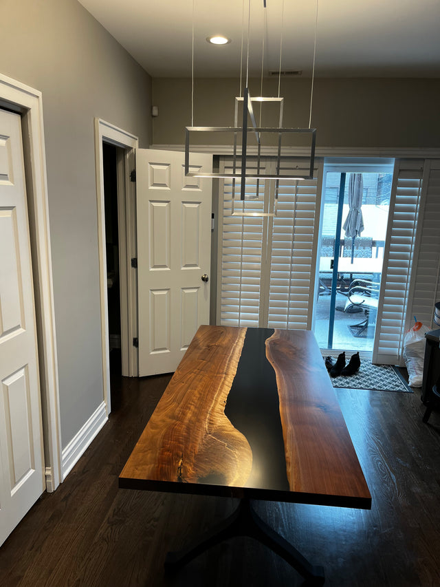 Black Walnut Live Edge River Epoxy Dining Table