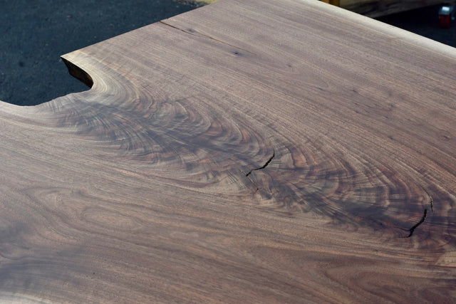 Single Slab Dining Table with Black Walnut Live Edge