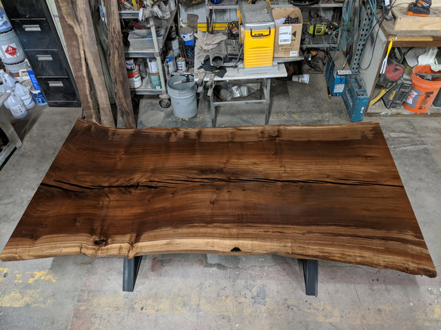 Black Walnut Single Slab Dining Table with Live Edge