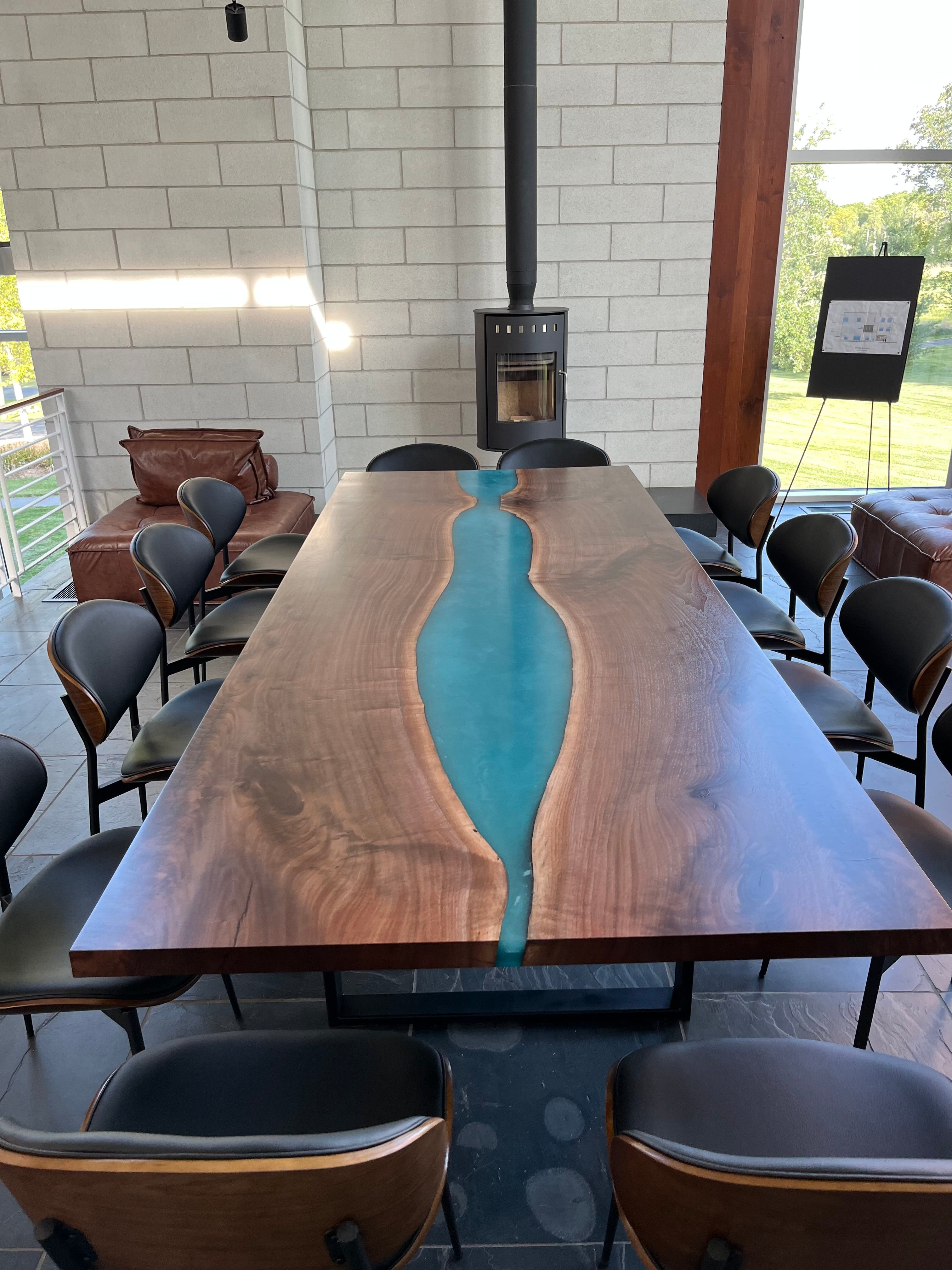 Product image 4: Black Walnut Live Edge River Epoxy Dining Table