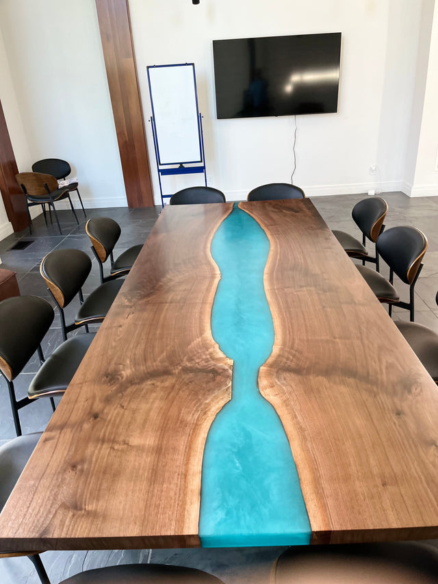 Black Walnut Live Edge River Epoxy Dining Table