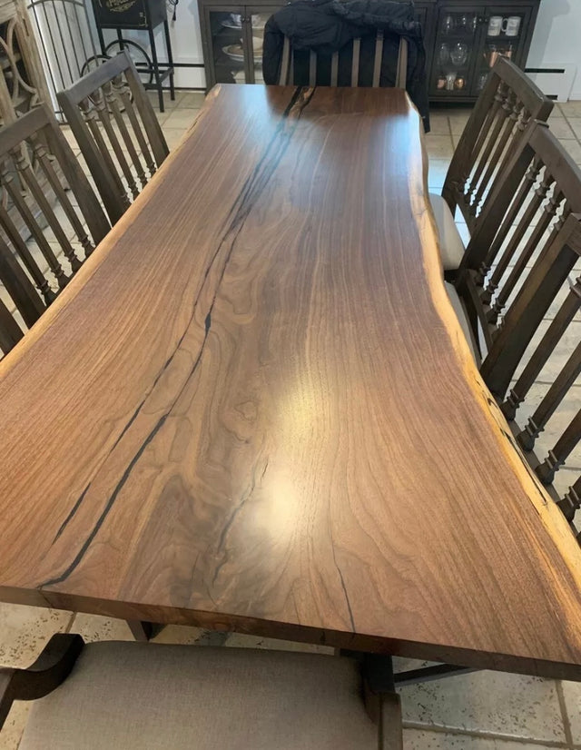 Single Slab Dining Table with Live Edge in Black Walnut