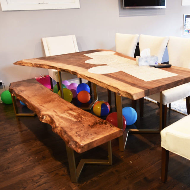 Black Walnut Live Edge Dining Table with Single Slab