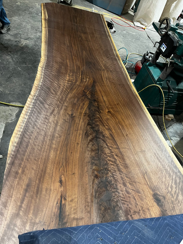 Black Walnut Dining Table with Live Edge and Single Slab Top