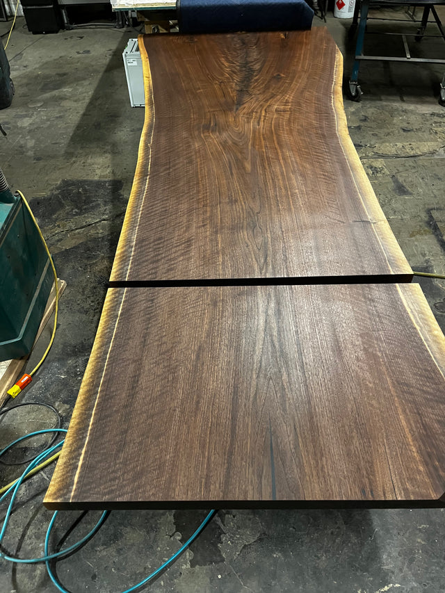 Black Walnut Dining Table with Live Edge and Single Slab Top