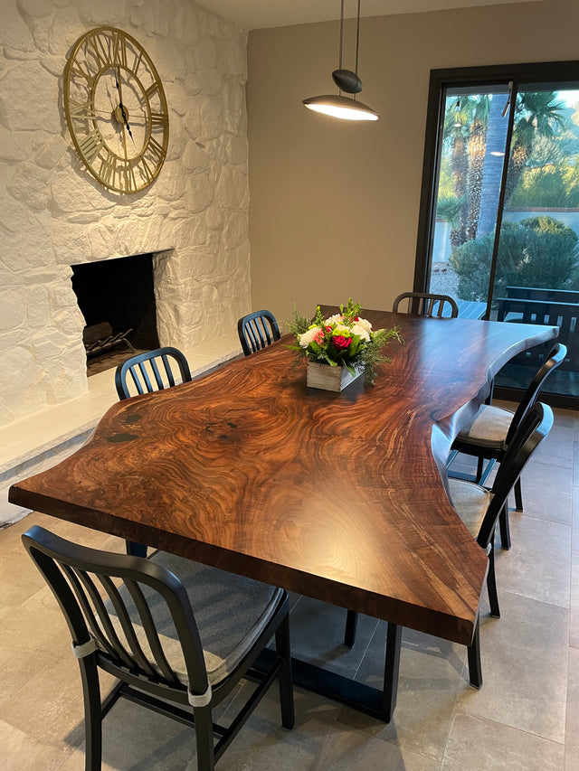 Dining Table with Black Walnut Single Slab and Live Edge