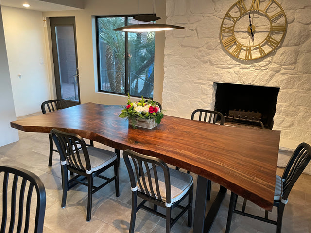 Dining Table with Black Walnut Single Slab and Live Edge