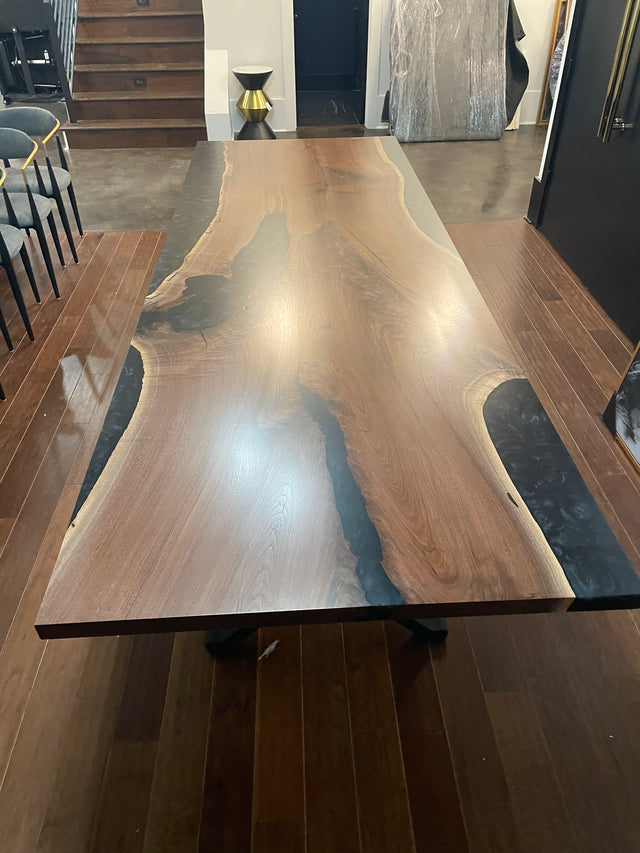 Black Walnut Live Edge River Epoxy Dining Table