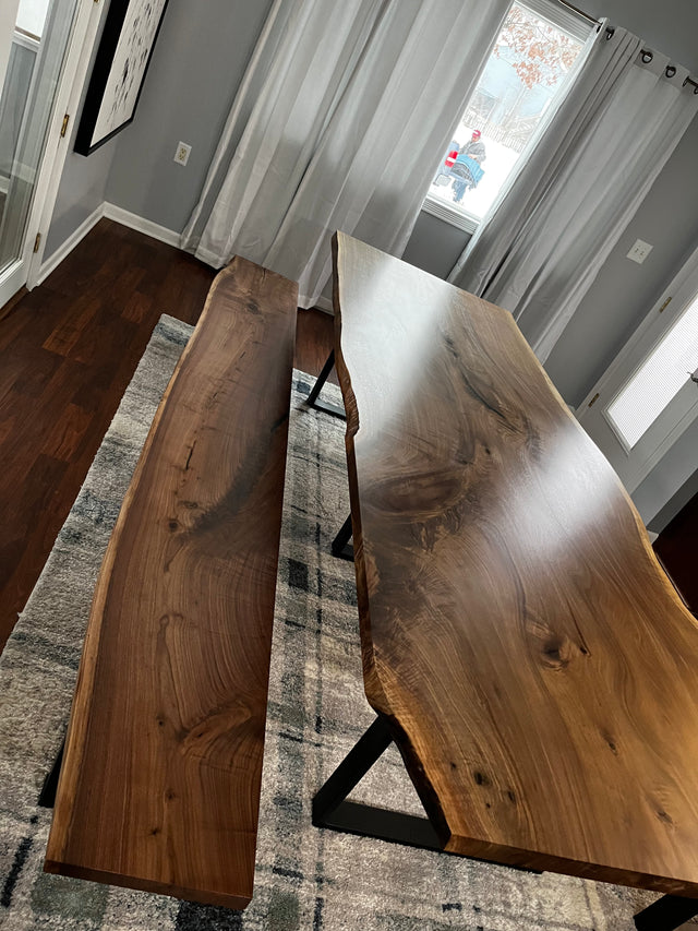 Black Walnut Live Edge Dining Table with Single Slab Design