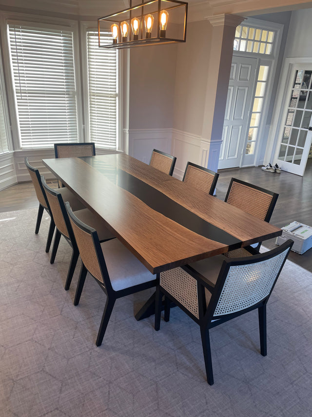 Black Walnut Live Edge River Epoxy Dining Table