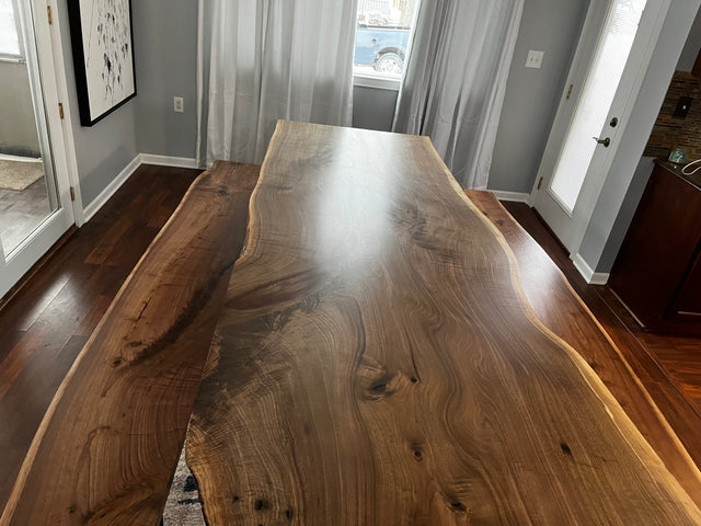 Black Walnut Live Edge Dining Table with Single Slab Design