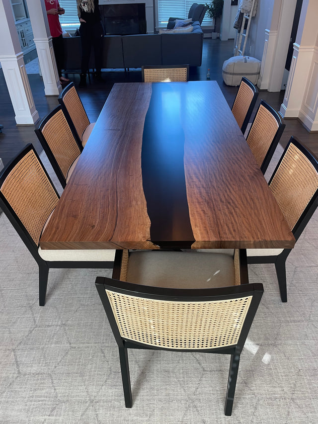 Black Walnut Live Edge River Epoxy Dining Table