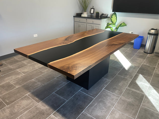 Black Walnut Live Edge River Epoxy Dining Table