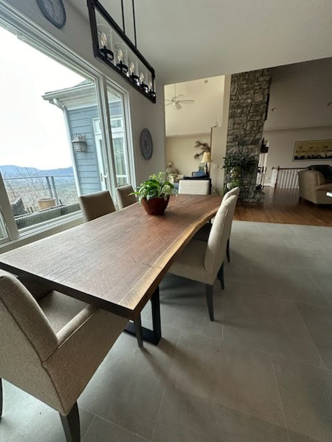 Black Walnut Dining Table with Live Edge and Single Slab Top