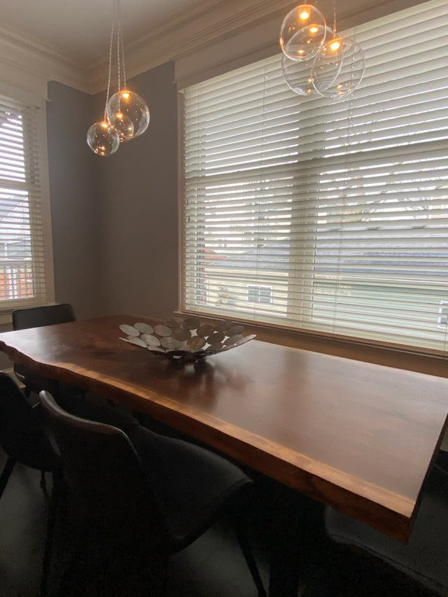 Single Slab Black Walnut Dining Table with Live Edge