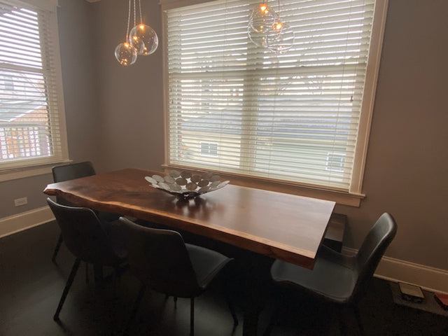 Single Slab Black Walnut Dining Table with Live Edge