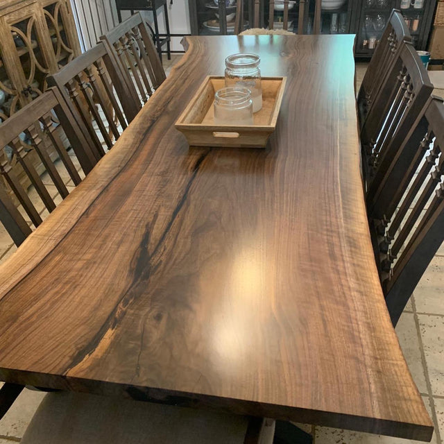 Single Slab Dining Table with Live Edge in Black Walnut