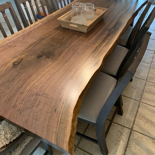 Single Slab Dining Table with Live Edge in Black Walnut