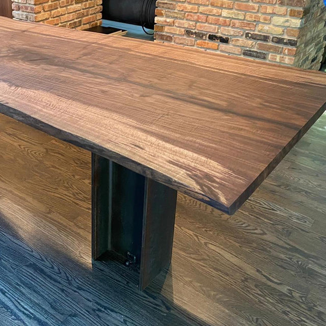 Black Walnut Dining Table with Single Slab and Live Edge