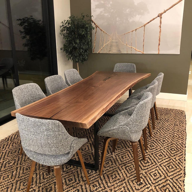 Single Slab Dining Table with Black Walnut Live Edge