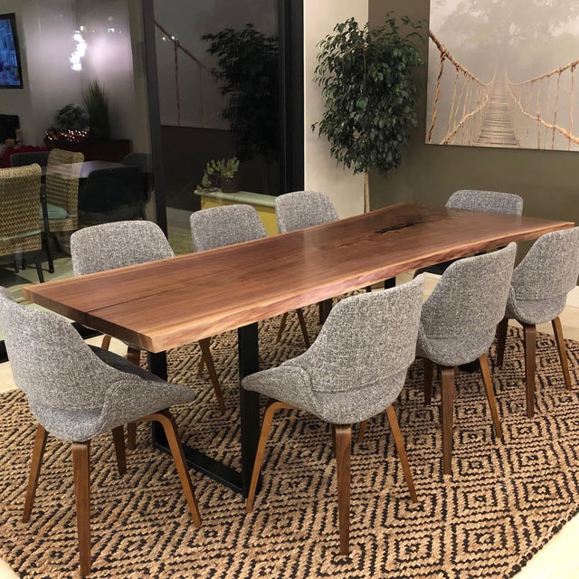 Single Slab Dining Table with Black Walnut Live Edge