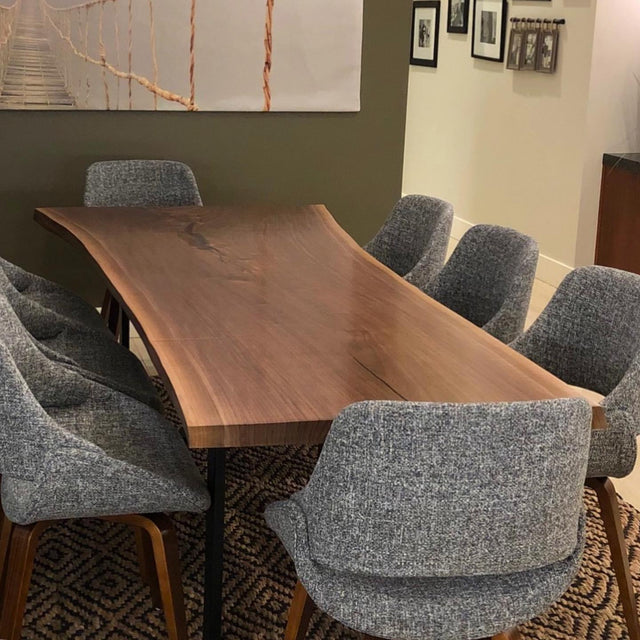 Single Slab Dining Table with Black Walnut Live Edge