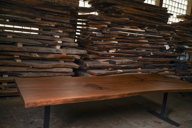 Black Walnut Live Edge Dining Table with a Single Slab Top