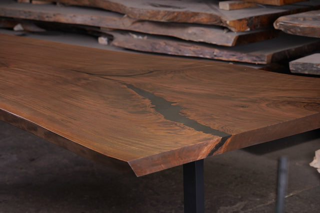 Black Walnut Live Edge Dining Table with a Single Slab Top