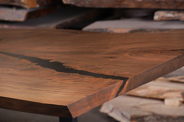 Black Walnut Live Edge Dining Table with a Single Slab Top