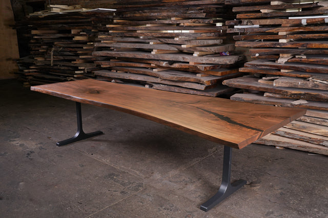 Black Walnut Live Edge Dining Table with a Single Slab Top