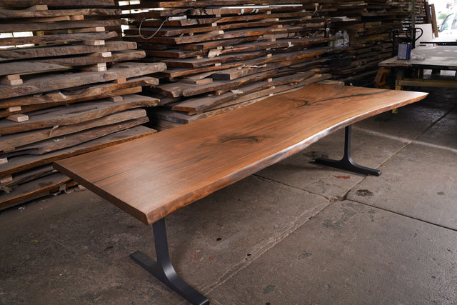 Black Walnut Live Edge Dining Table with a Single Slab Top