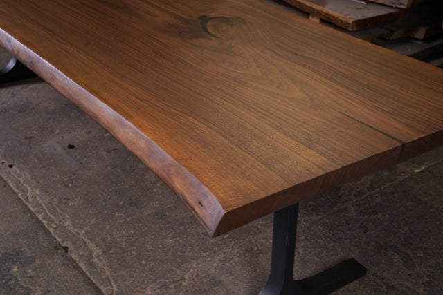 Black Walnut Live Edge Dining Table with a Single Slab Top