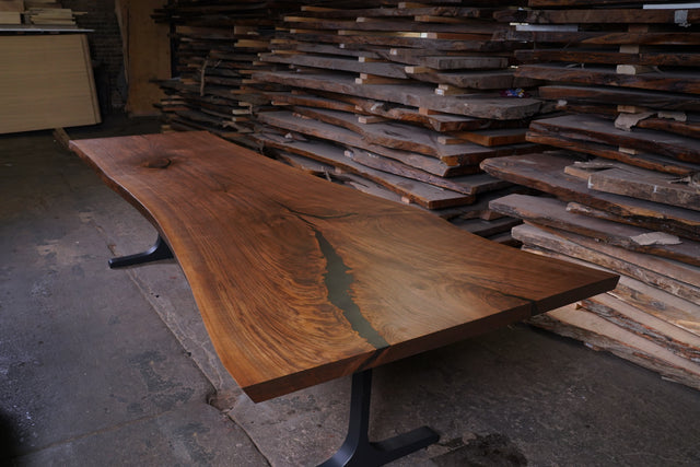 Black Walnut Live Edge Dining Table with a Single Slab Top