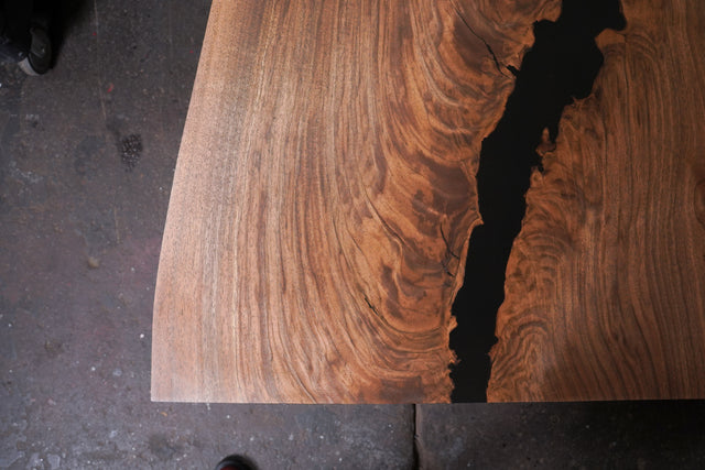 Black Walnut Live Edge Dining Table with a Single Slab Top