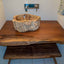 Thick Live Edge Black Walnut Vanity with Bottom Shelf