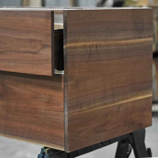 Custom Floating Walnut bathroom Vanity with Soft Close Drawers