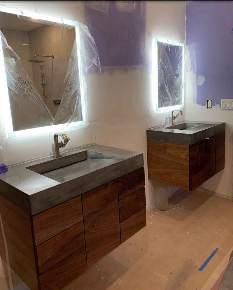 Custom Floating Walnut Bathroom Vanity - Chicago Makers Studio