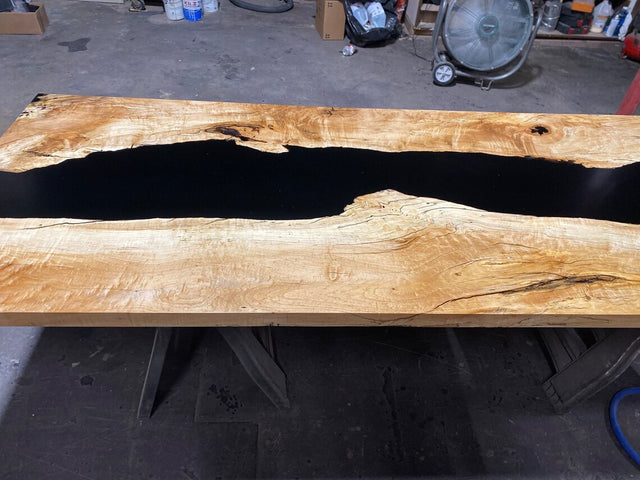 Spalted Maple Live Edge Epoxy River Dining Table